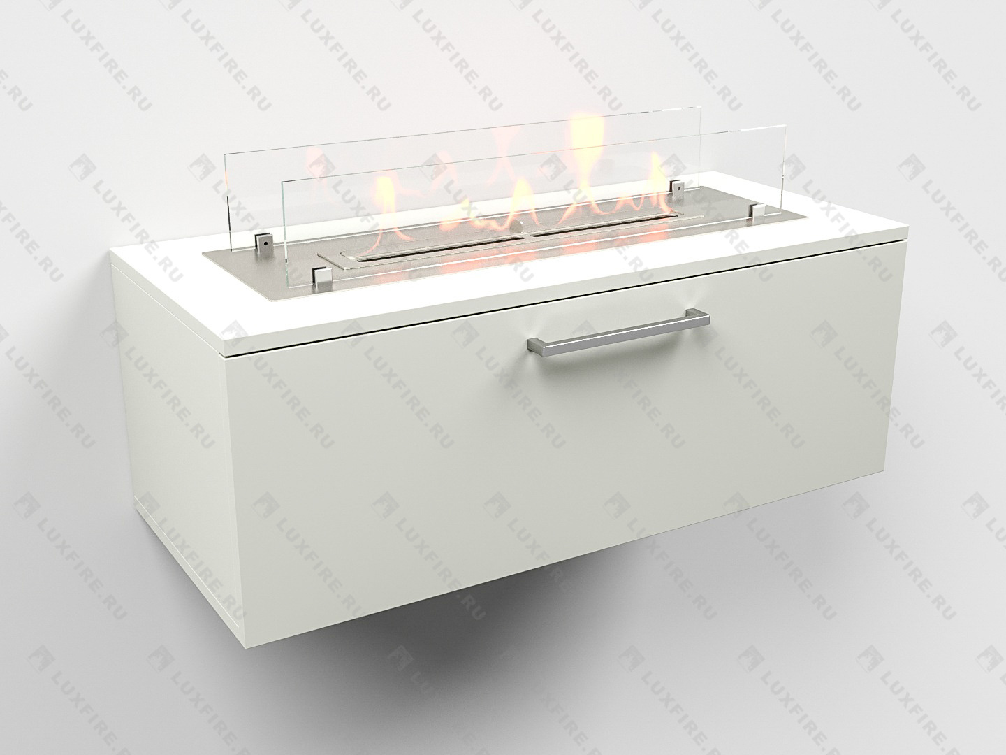 Тумба универсальная Lux Fire "Варвара" 800, белая, с биокамином 450 XS
