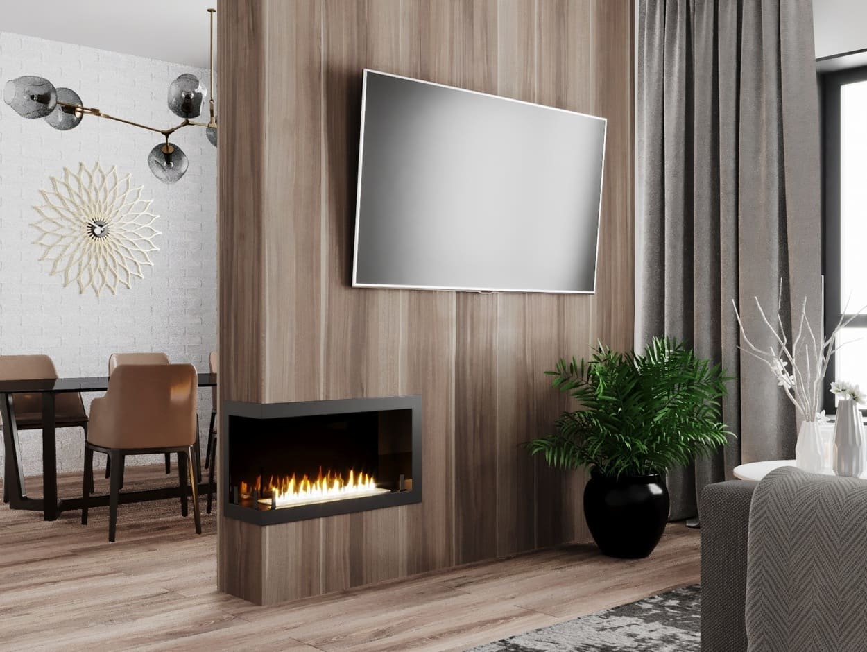 Биокамин "Русский огонь" Честер 700 угловой левый с защитным и декоративным стеклом по цене 33 300 руб.